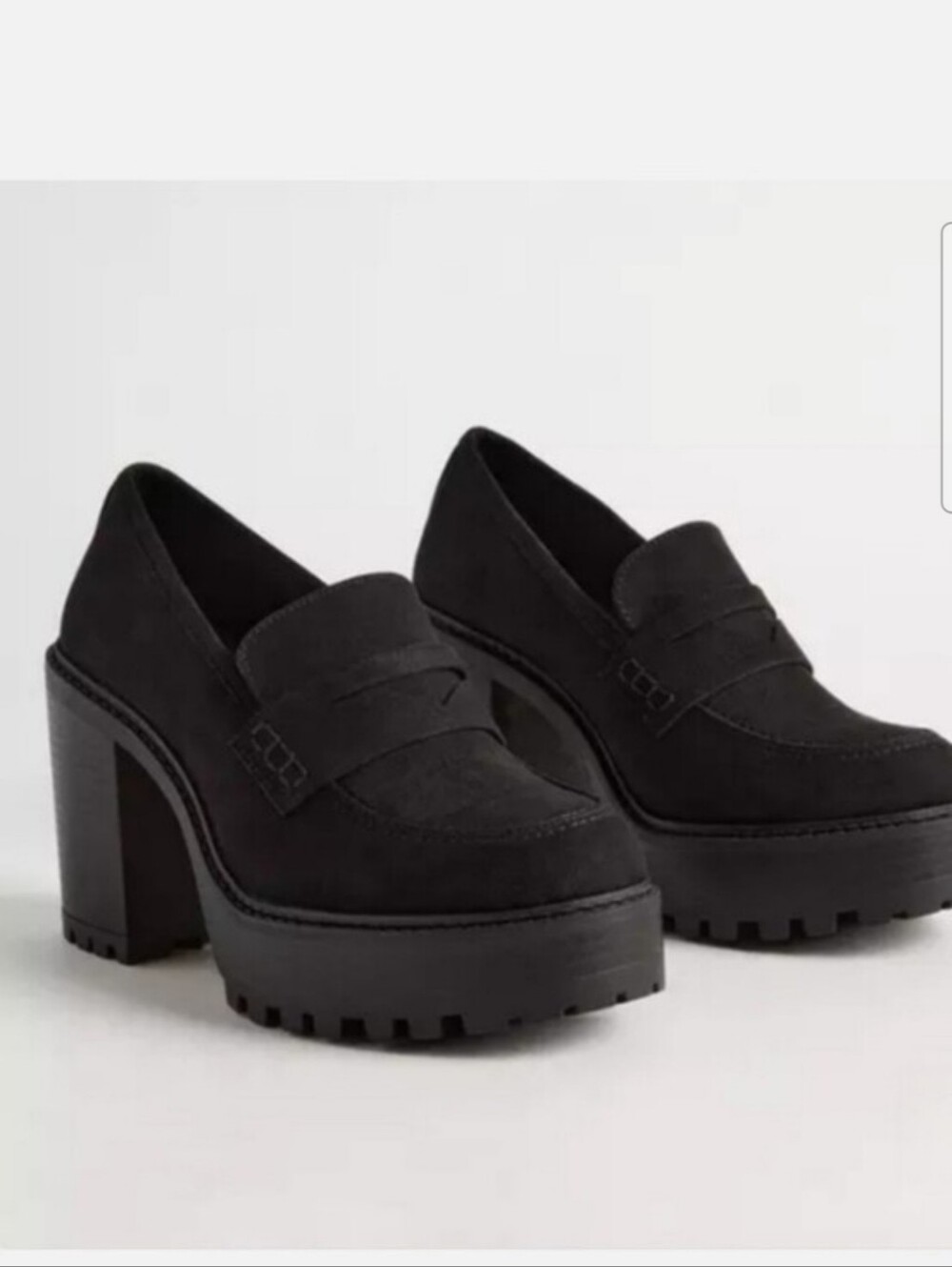 NWOT torrid Black Faux Suede Platform Chunky Heel Loafers - Picture 2 of 11